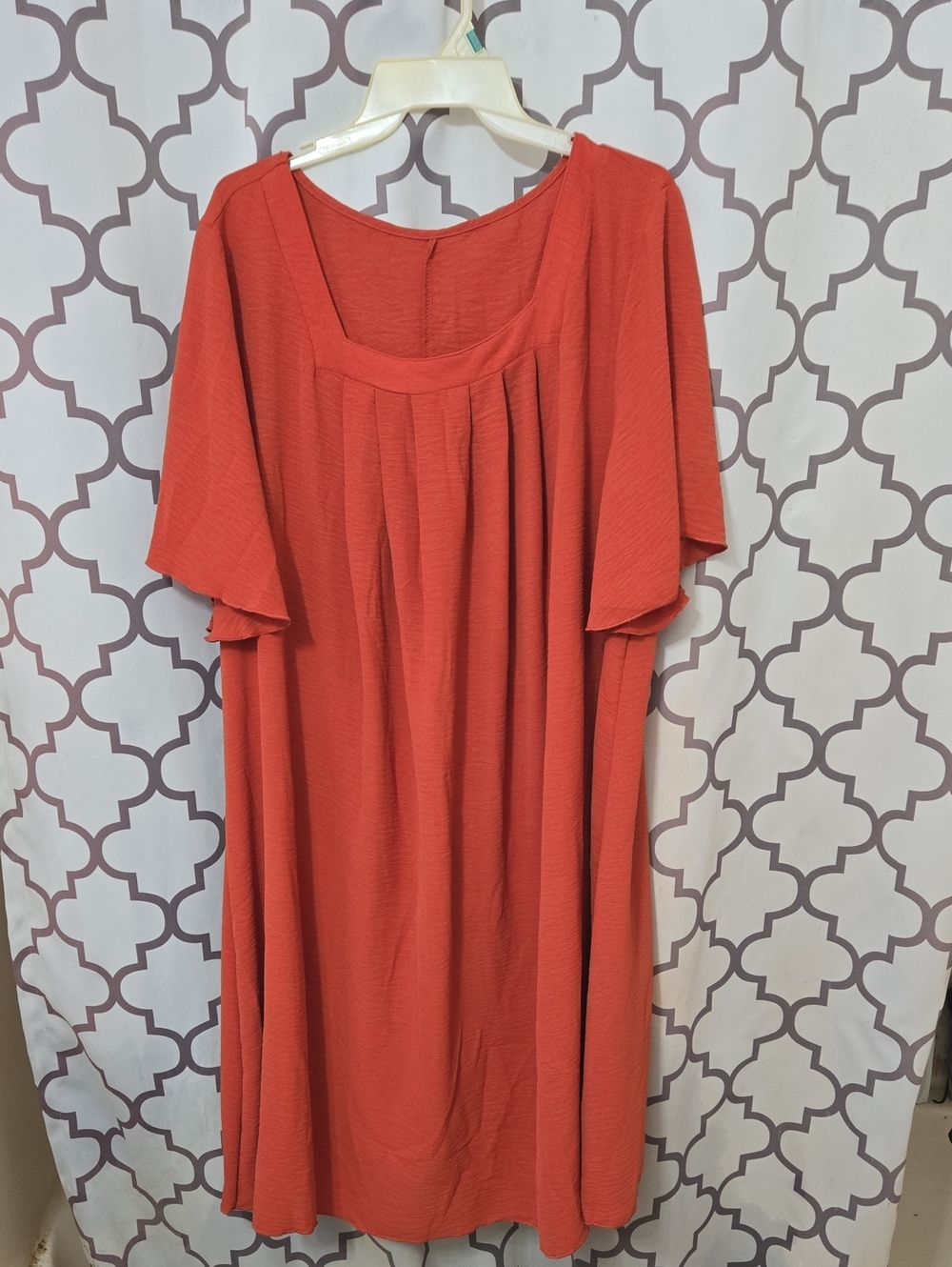 SHEIN Coral Pleated Short-Sleeve Tunic
